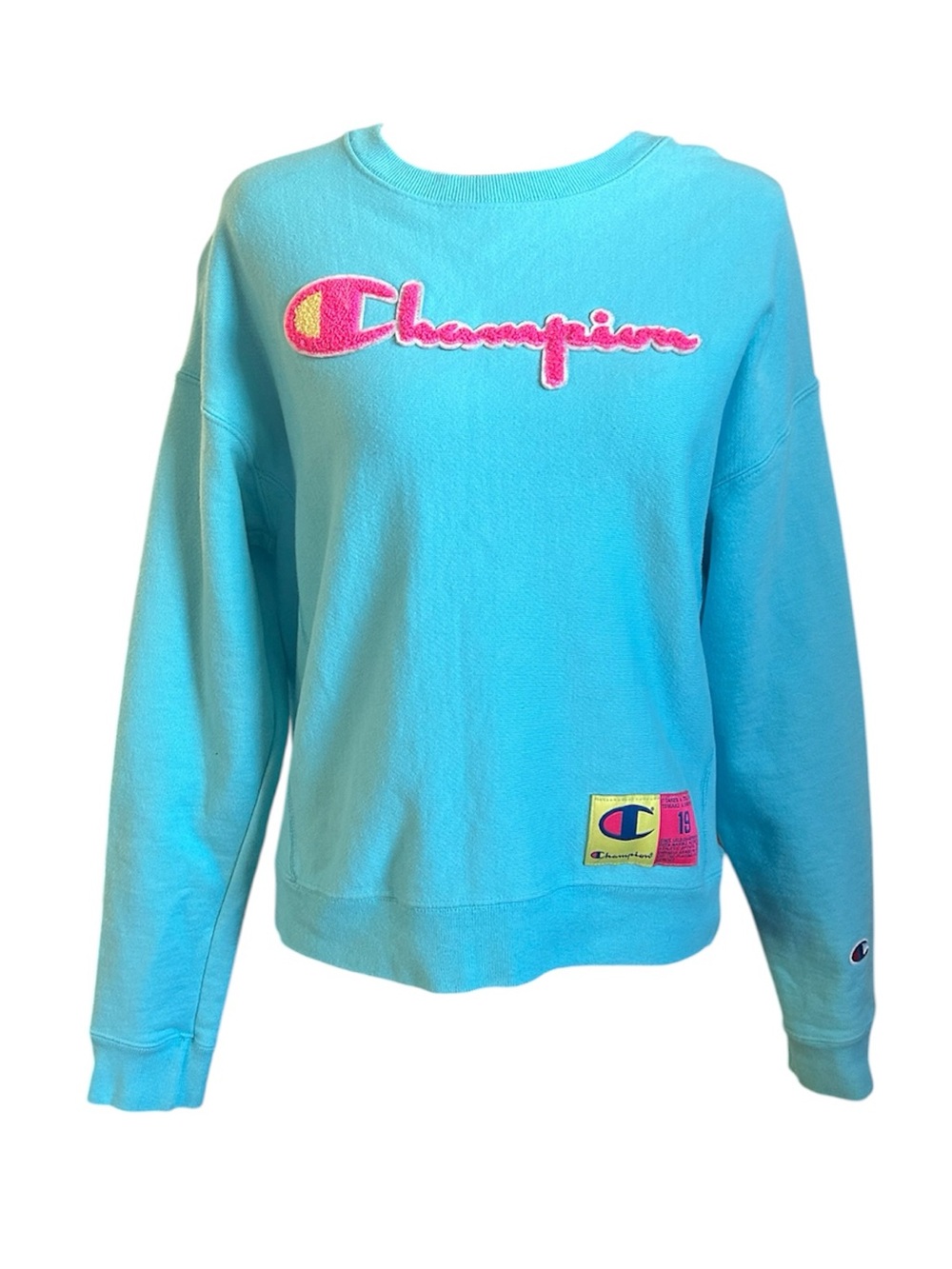 Aqua, Neon Pink & Yellow ReverseWeave Champion Sweatshirt 🩵🩷💛